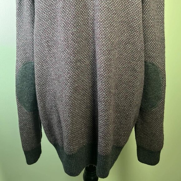Jos A Bank Reserve Cardigan Mens XL Purple-Gray Full Zip Elbow Patch Hipster Dad - Picture 6 of 8